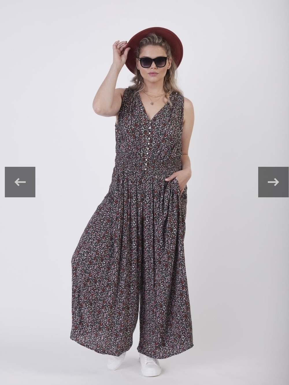 Dex Black Multi Floral Button-Front Wide-Leg Jumpsuit